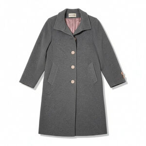 Vintage Holt Renfrew Wool Angora Long Coat Grey Lined Tailored Jacket Sz 6